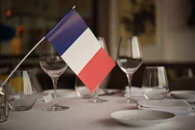 Close-up of wineglass on table in restaurant