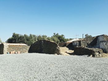 Panoramic view of old building against clear sky