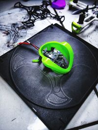 High angle view of vegetables on table