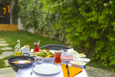 Food on table at yard