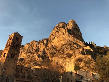 Low angle view of moustiers commune