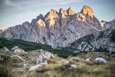 Scenic view of rocky mountains against sky