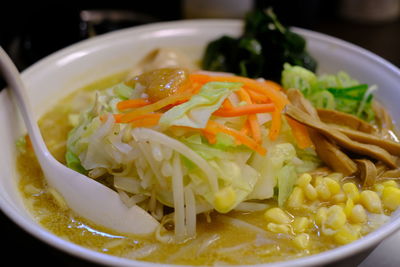 Close-up of meal served in bowl