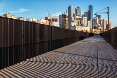 Illuminated buildings in city