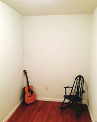 High angle view of empty hardwood floor