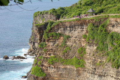 Scenic view of sea against mountain