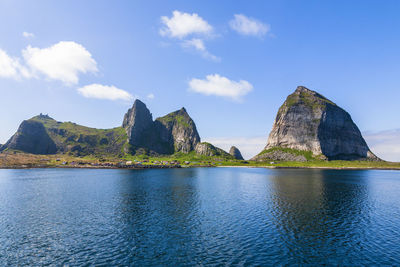 Traena island with traenstaven in norway