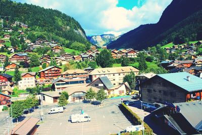 High angle view of town