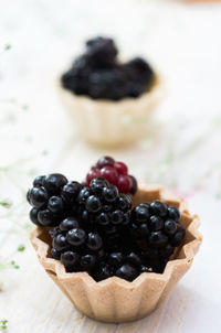 High angle view of berries on table