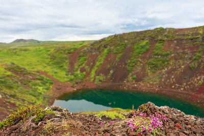 Scenic view of land against sky