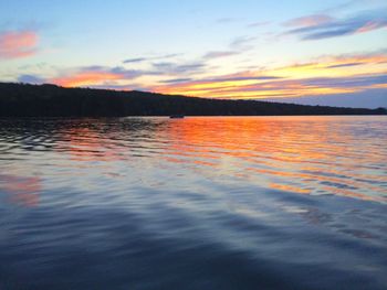 Scenic view of lake at sunset