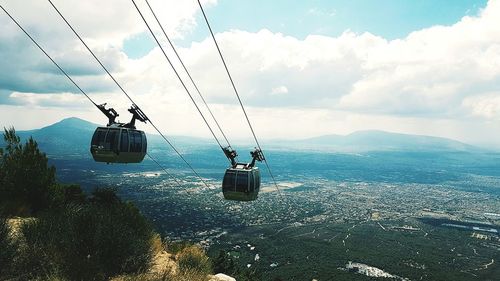 Overhead cable car over sea