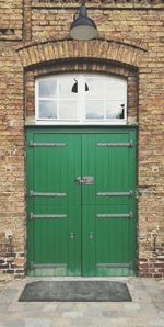 Closed door of building