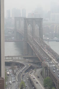 High angle view of traffic on road in city