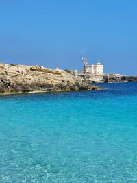 Scenic view of sea against clear sky