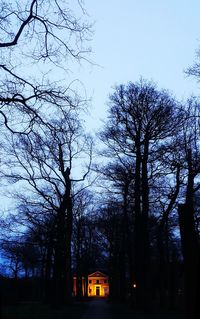 Low angle view of silhouette trees against clear sky