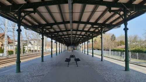 Rear view of person at railroad station