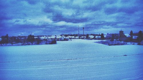 Aerial view of city during winter