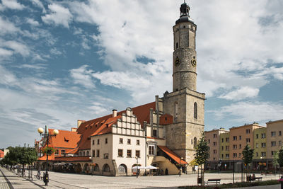 Low angle view of buildings against sky