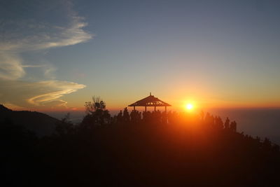 Scenic view of silhouette mountains against sky during sunset