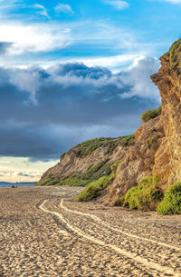 Scenic view of beach against sky