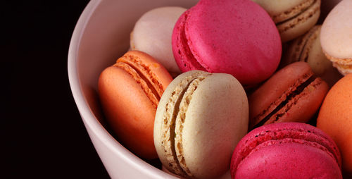 Close-up of macaroons in plate