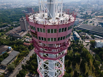 High angle view of buildings in city