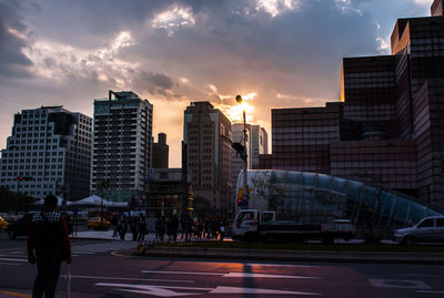 View of city at night