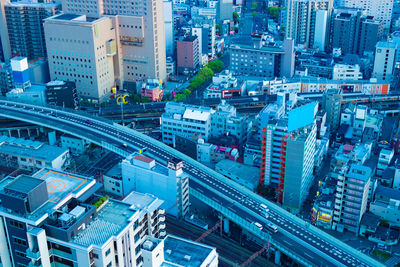 High angle view of city street