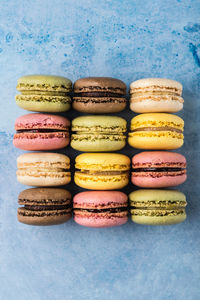 Close-up of cookies against white background