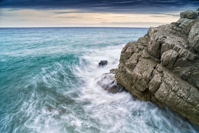 Scenic view of sea against clear sky