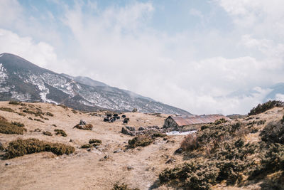 Scenic view of mountains against sky