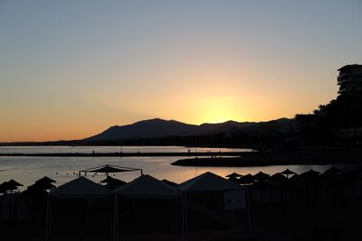 Scenic view of sea at sunset