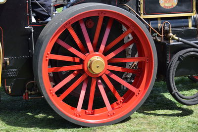 Close-up of red wheel