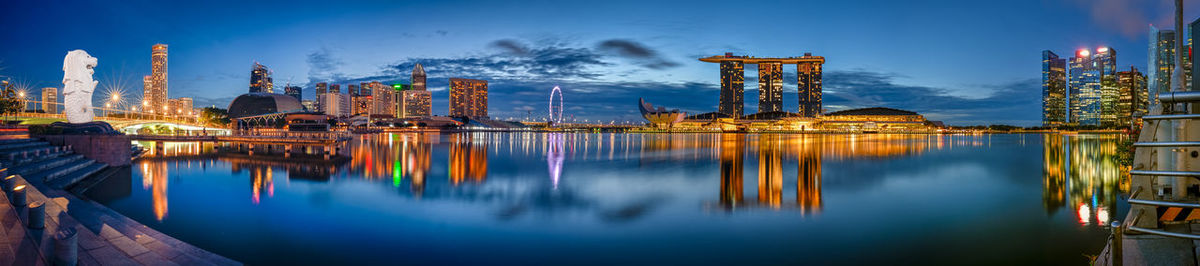 Morning view of the marina bay skyline in singapore
