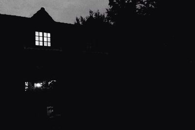 View of built structure at night