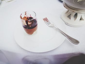 Close-up of drink in plate on table