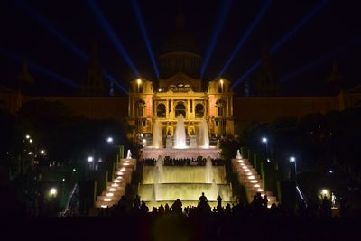 Illuminated building at night
