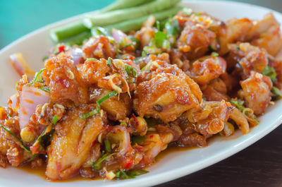 Close-up of meal served in plate