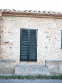 Closed door of building