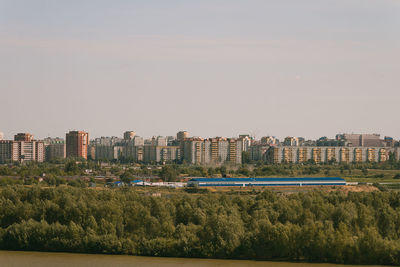 View of buildings against clear sky
