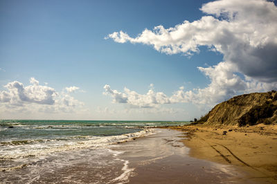 Scenic view of beach against sky