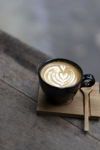 High angle view of coffee on table