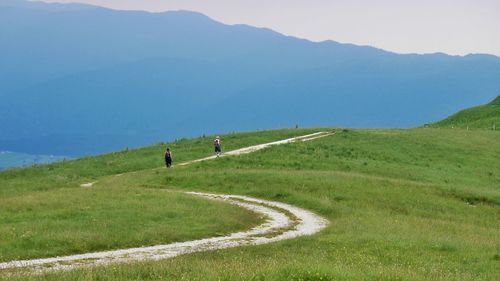 People walking on field