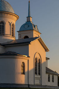 Low angle view of church against clear sky