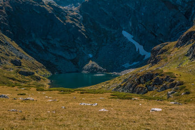 Scenic view of lake and mountains