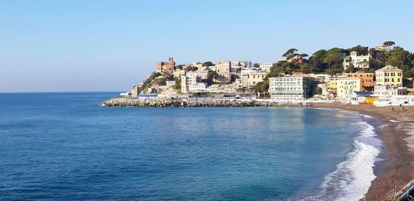 Scenic view of sea against clear sky