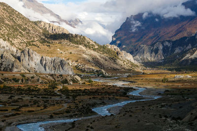 Scenic view of mountains against sky