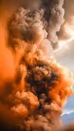 Low angle view of fire against sky