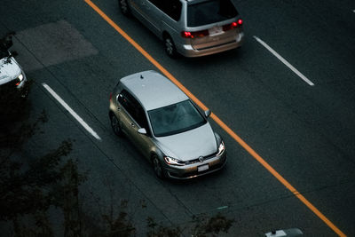 High angle view of traffic on road